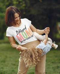 Load image into Gallery viewer, Blessed Mom All Day Every Day - Premium Woman&#39;s Crewneck T-Shirt
