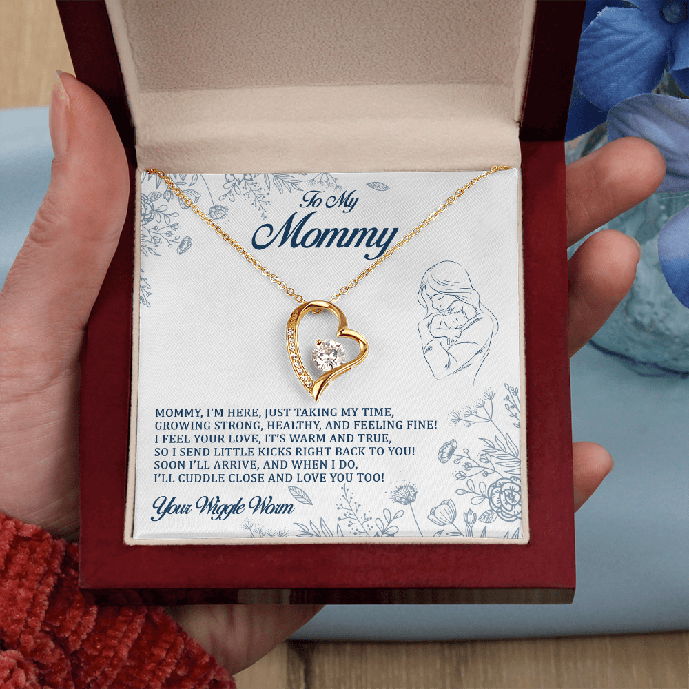 To My Mommy - I Send Little Kicks Right Back To You - Forever Love Necklace