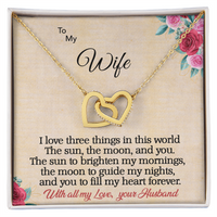 Load image into Gallery viewer, To my Wife - I love 3 things - Interlocking Hearts Necklace
