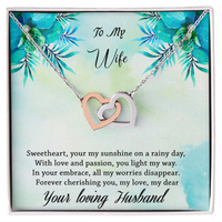 Load image into Gallery viewer, To my Wife - Your my sunshine on a rainy day - Interlocking Hearts Necklace
