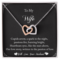 Load image into Gallery viewer, To my Wife - Cupids arrow, a spark in the night - Interlocking Hearts Necklace
