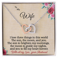 Load image into Gallery viewer, To my Wife - I love 3 things - Interlocking Hearts Necklace
