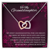 Load image into Gallery viewer, To My Granddaughter - Our Bond Grows Stronger - Interlocking Hearts Necklace
