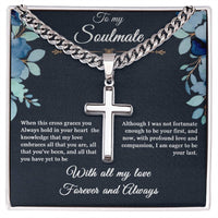 Load image into Gallery viewer, To my Soulmate - Artisan Cross Necklace with Cuban Link Chain
