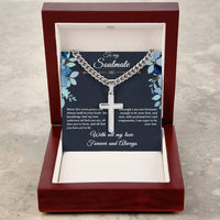 Load image into Gallery viewer, To my Soulmate - Artisan Cross Necklace with Cuban Link Chain
