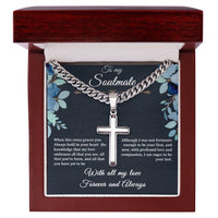 Load image into Gallery viewer, To my Soulmate - Artisan Cross Necklace with Cuban Link Chain
